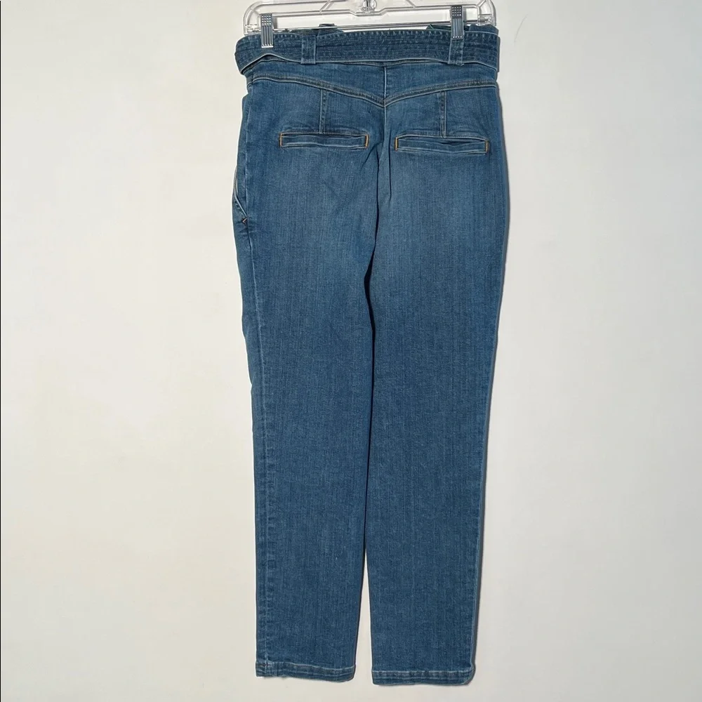 A.L.C. Casual Davis Denim Blue Self Tie Paper Bag High Waist Ankle/Crop Jeans 6